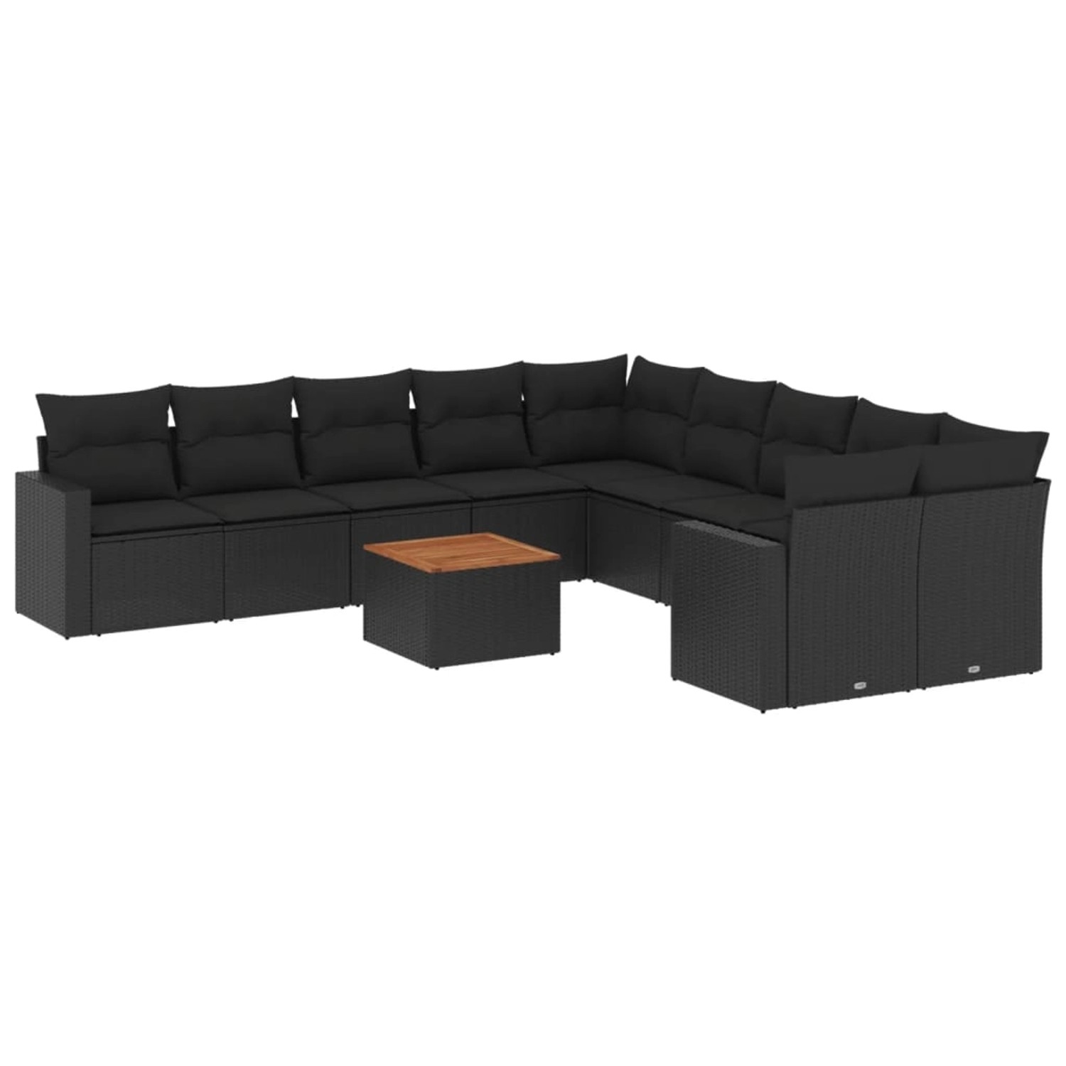 vidaXL 11-Tlg Garten-Sofagarnitur mit Kissen Schwarz Poly Rattan 3256643 günstig online kaufen