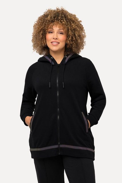 Ulla Popken Sweatjacke Hoodie Kapuze Regenbogen-Reflektorstreifen Langarm günstig online kaufen