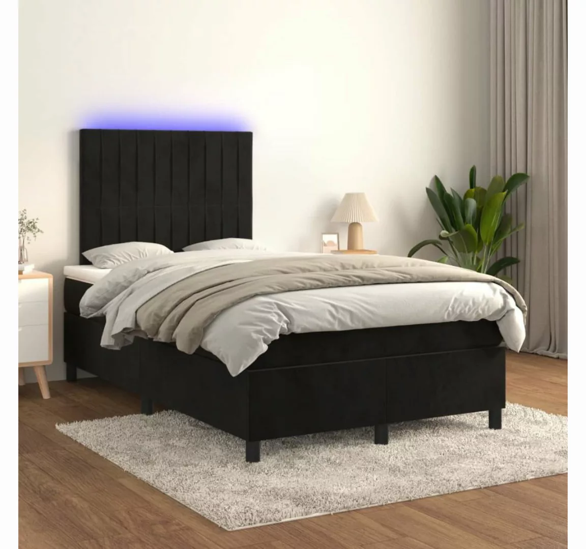 vidaXL Boxspringbett Boxspringbett mit Matratze & LED Samt (120 x 200 cm, S günstig online kaufen