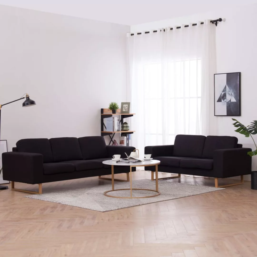 2-tlg. Sofagarnitur Stoff Schwarz günstig online kaufen