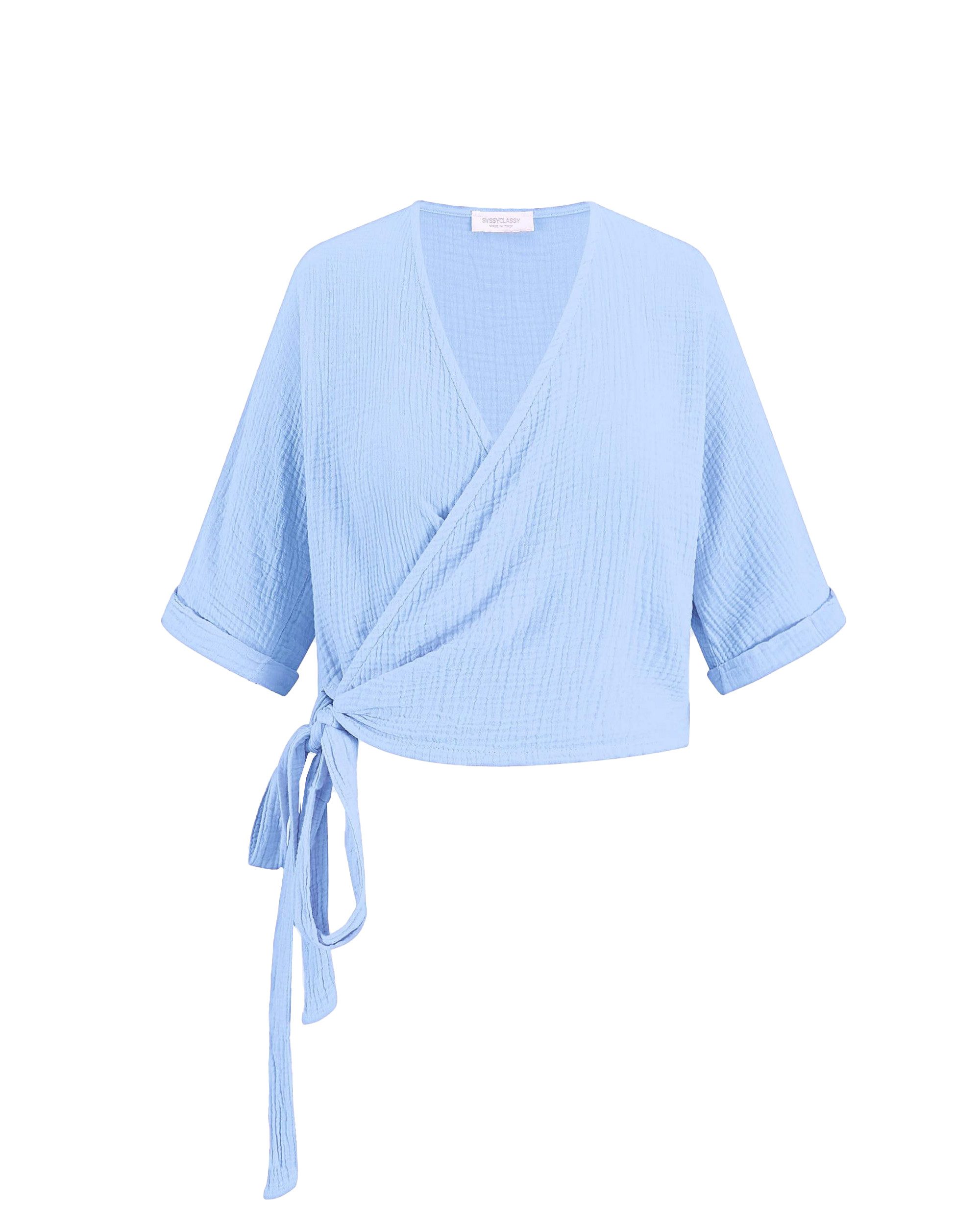 SASSYCLASSY Wickelbluse Musselin Bluse mit Bindeband günstig online kaufen