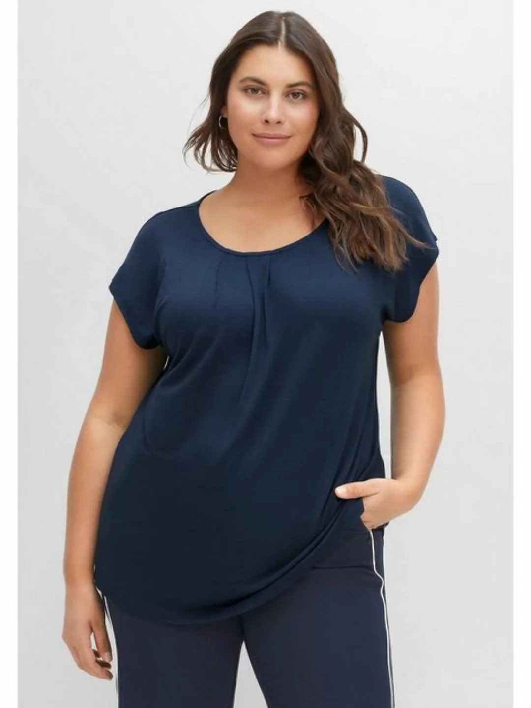 Sheego T-Shirt Große Größen mit gelegten Falten, aus angenehmem Viskosemix günstig online kaufen