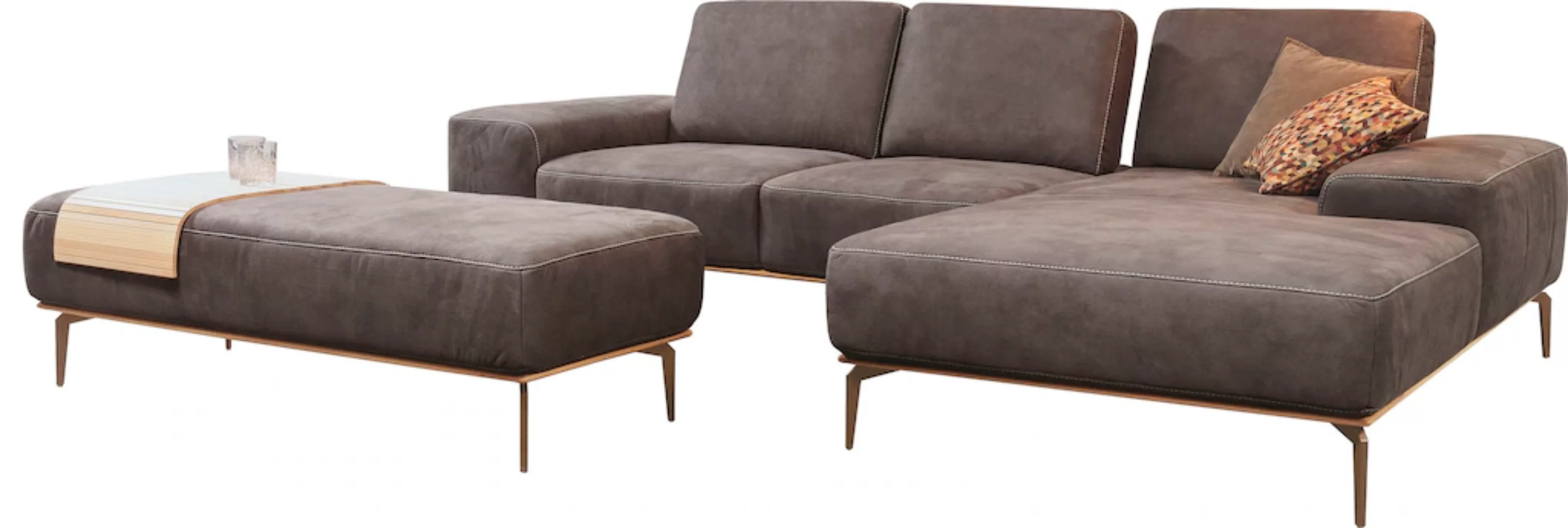 W.SCHILLIG Ecksofa run, mit Holzsockel, Füße in Bronze pulverbeschichtet, B günstig online kaufen