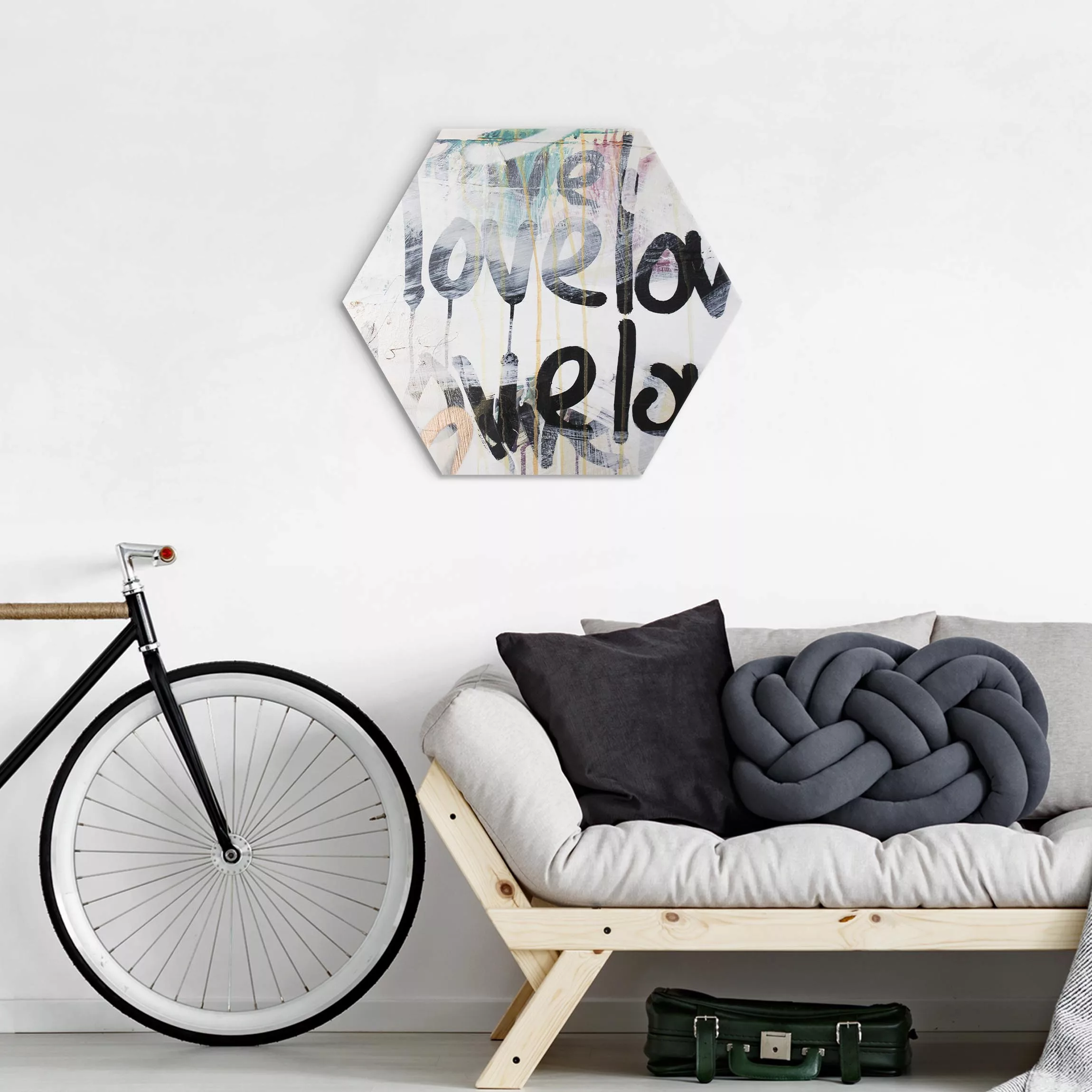 Hexagon-Alu-Dibond Bild We love Graffiti günstig online kaufen