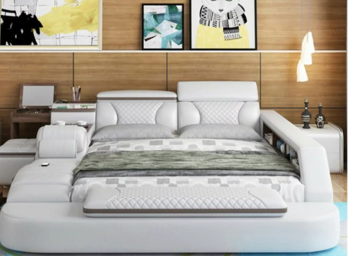 JVmoebel Bett, Luxus Bett Bett Leder Betten 180x200 Multifunktion Schlafzim günstig online kaufen