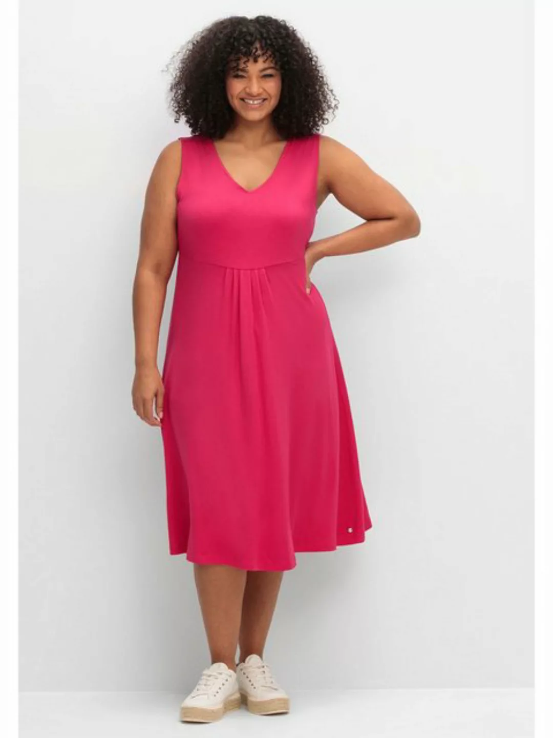 Sheego Jerseykleid Große Größen mit Raffung vorn günstig online kaufen