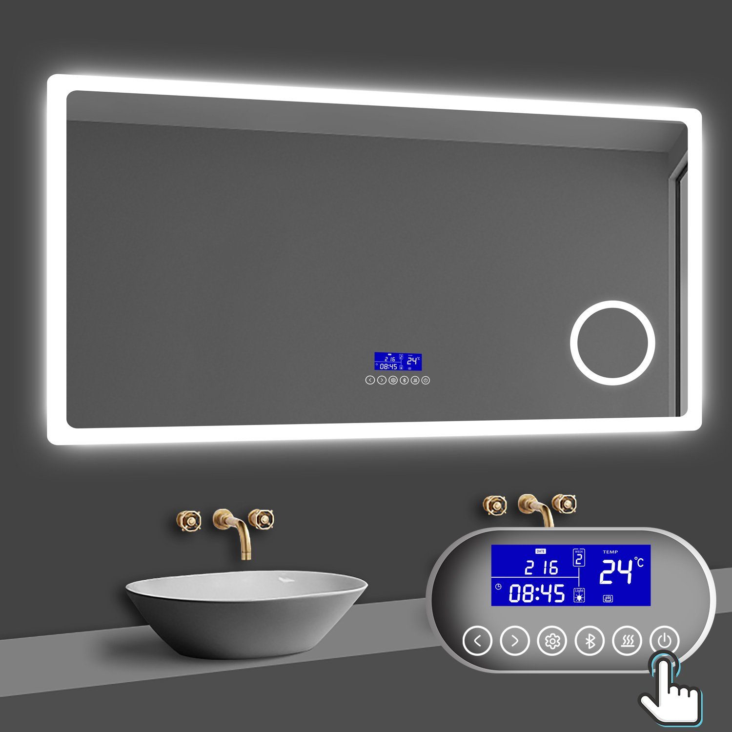 duschspa Badspiegel 80-160 cm Uhr, Beschlagfrei, günstig online kaufen