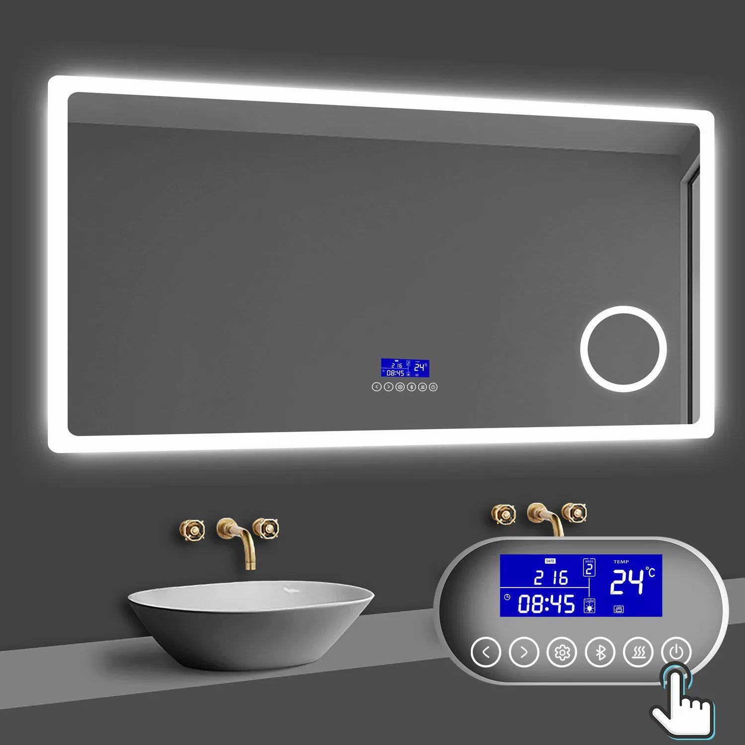 duschspa Badspiegel 80-160 cm Uhr, Beschlagfrei, günstig online kaufen