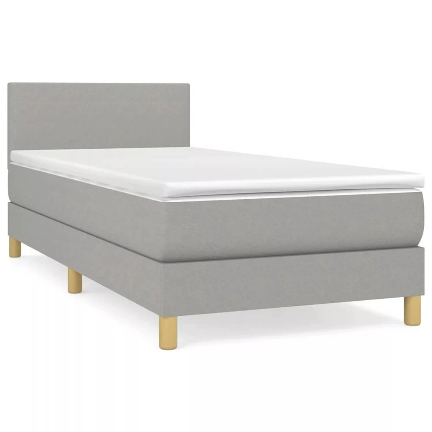 vidaXL Boxspringbett Boxspringbett mit Matratze Hellgrau 100x200 cm Stoff B günstig online kaufen