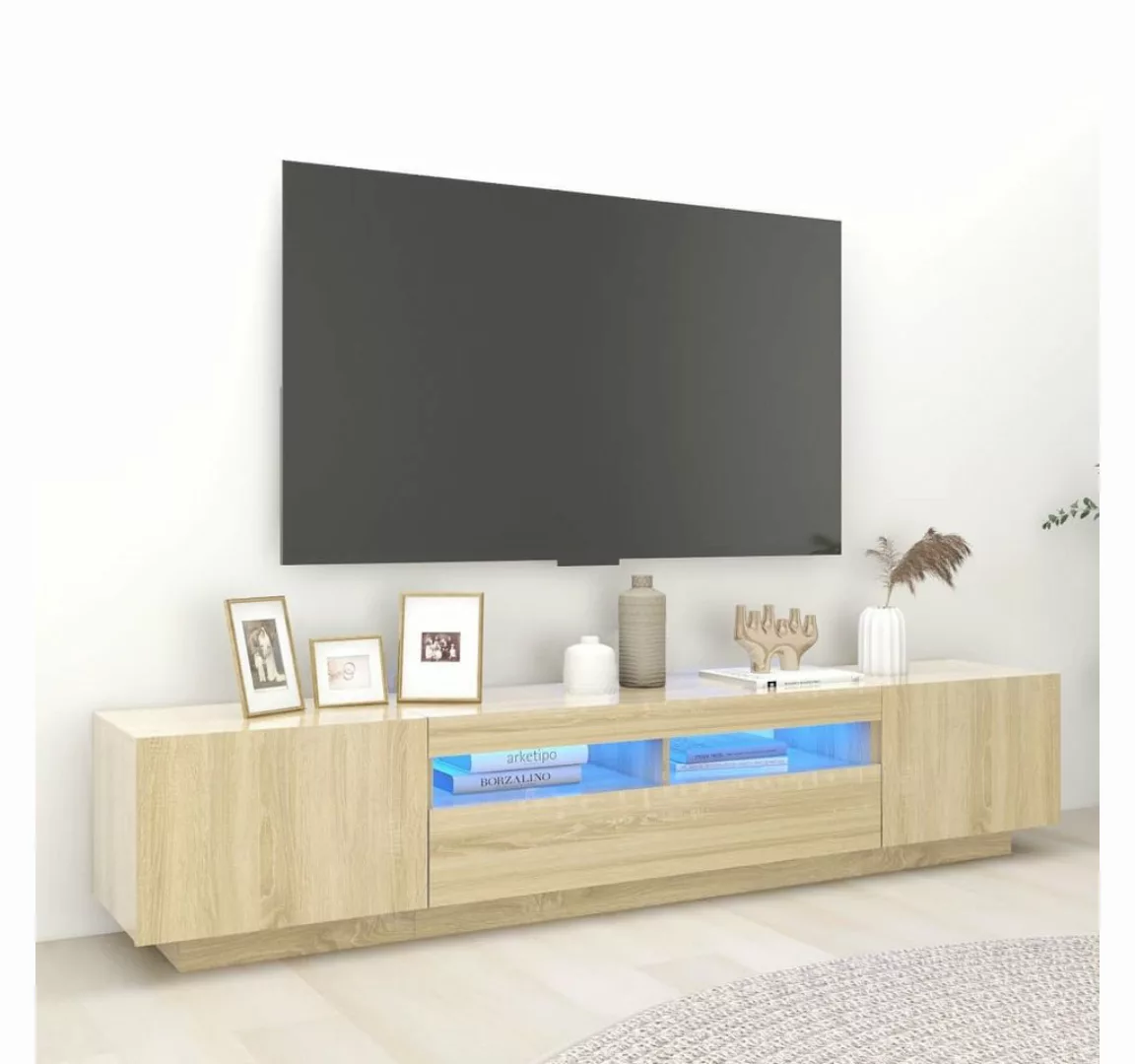 vidaXL TV-Schrank TV-Schrank mit LED Leuchten Sonoma Eiche 200x35x40 cm Low günstig online kaufen