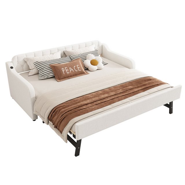 EXTSUD Daybett 90*200cm Schlafsofa,Tagesbett,mit ausziehbares Rollbett, USB günstig online kaufen