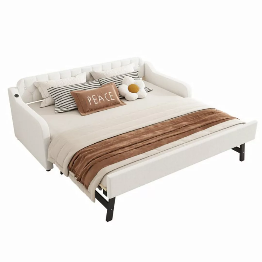 EXTSUD Daybett 90*200cm Schlafsofa,Tagesbett,mit ausziehbares Rollbett, USB günstig online kaufen