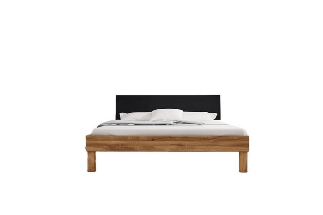 Natur24 Bett Bett Zigo 2 Wildeiche 180x200 Kopfteil aus MDF Schwarz und Hol günstig online kaufen