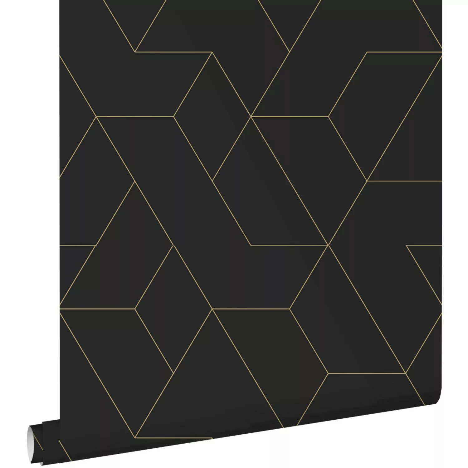 ESTAhome Tapete Grafische Linien Schwarz und Gold 50 x 900 cm 139945 günstig online kaufen