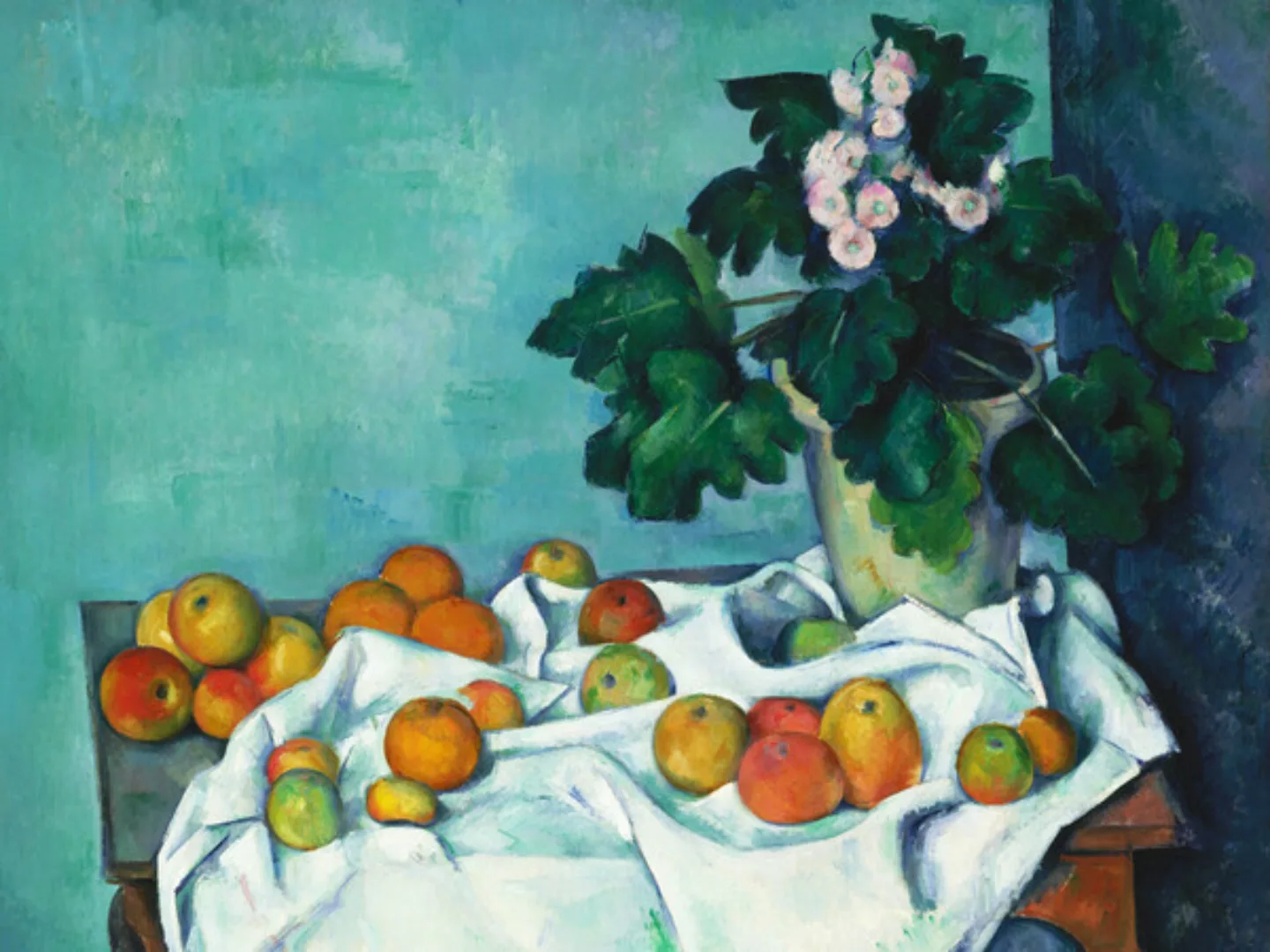 Poster / Leinwandbild - Paul Cézanne: Stillleben Mit Äpfeln Und Einem Topf günstig online kaufen