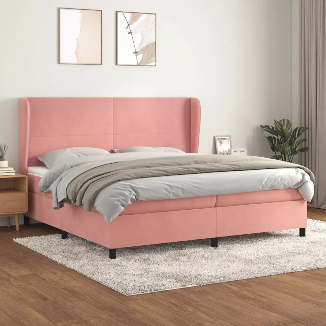 vidaXL Bettgestell Boxspringbett mit Matratze Rosa 200x200 cm Samt Bett Bet günstig online kaufen