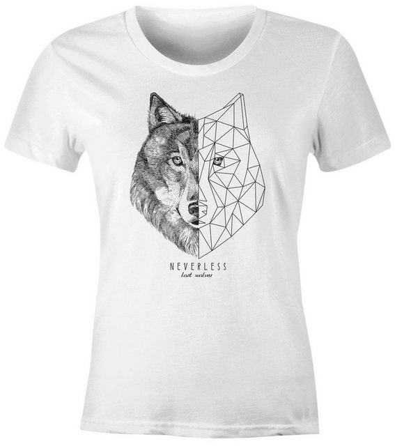 Neverless Print-Shirt Damen T-Shirt Wolf Polygon Kunst Grafik Tiermotiv Fas günstig online kaufen