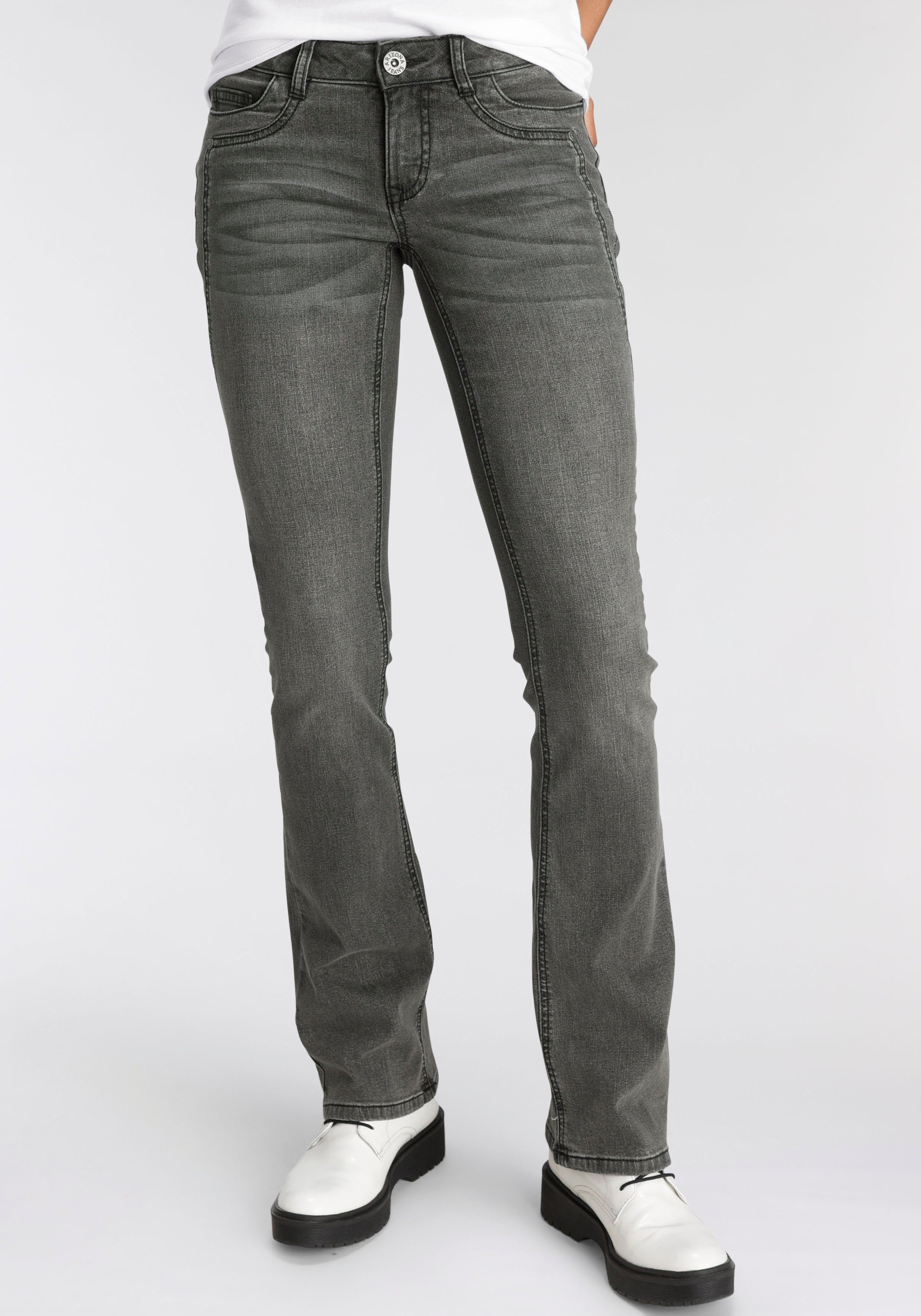 Arizona Bootcut-Jeans "mit Keileinsätzen", ausgestellte Beinform, niedrige günstig online kaufen
