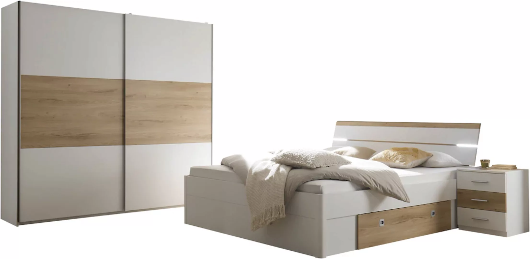 Schlafkontor Schlafzimmer-Set "Kiara Kleiderschrank, Bett, Nachtkommoden, B günstig online kaufen