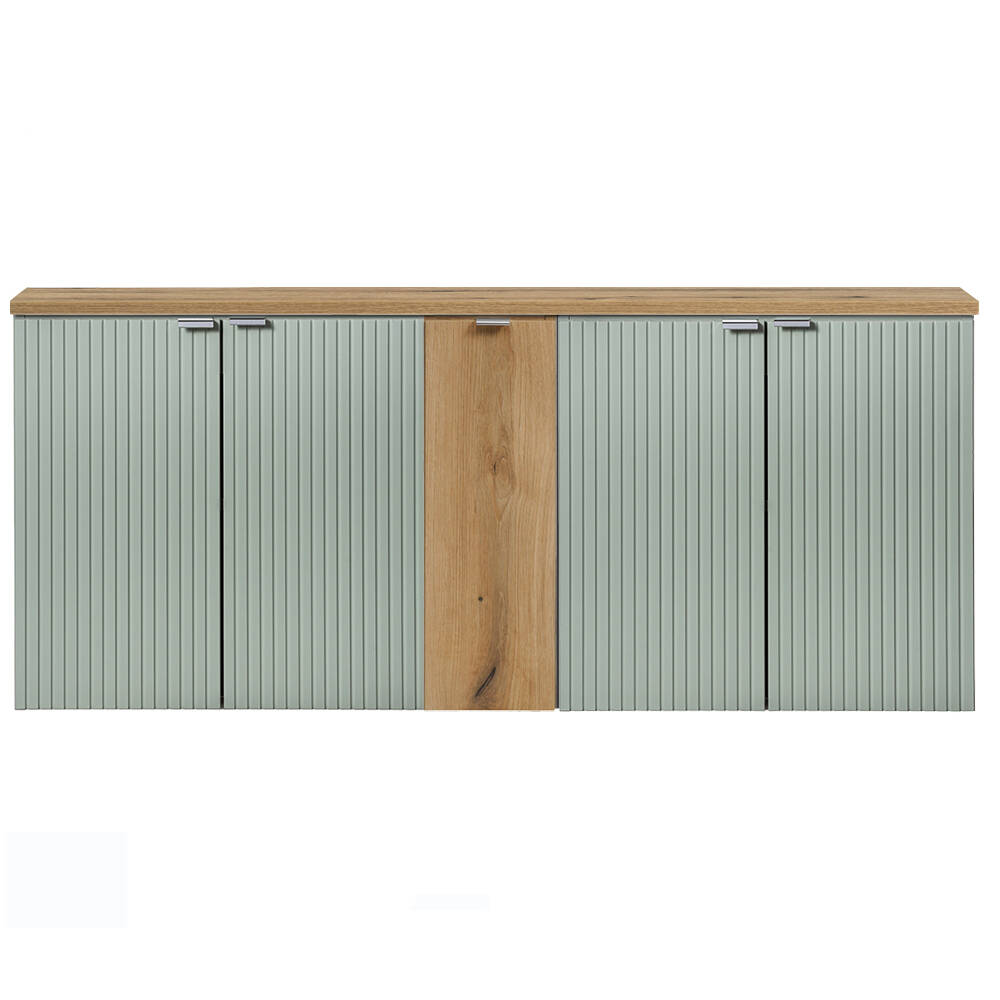 Doppel-Waschtischunterschrank 140cm, grün und Eiche, NEWPORT-56-GREEN günstig online kaufen