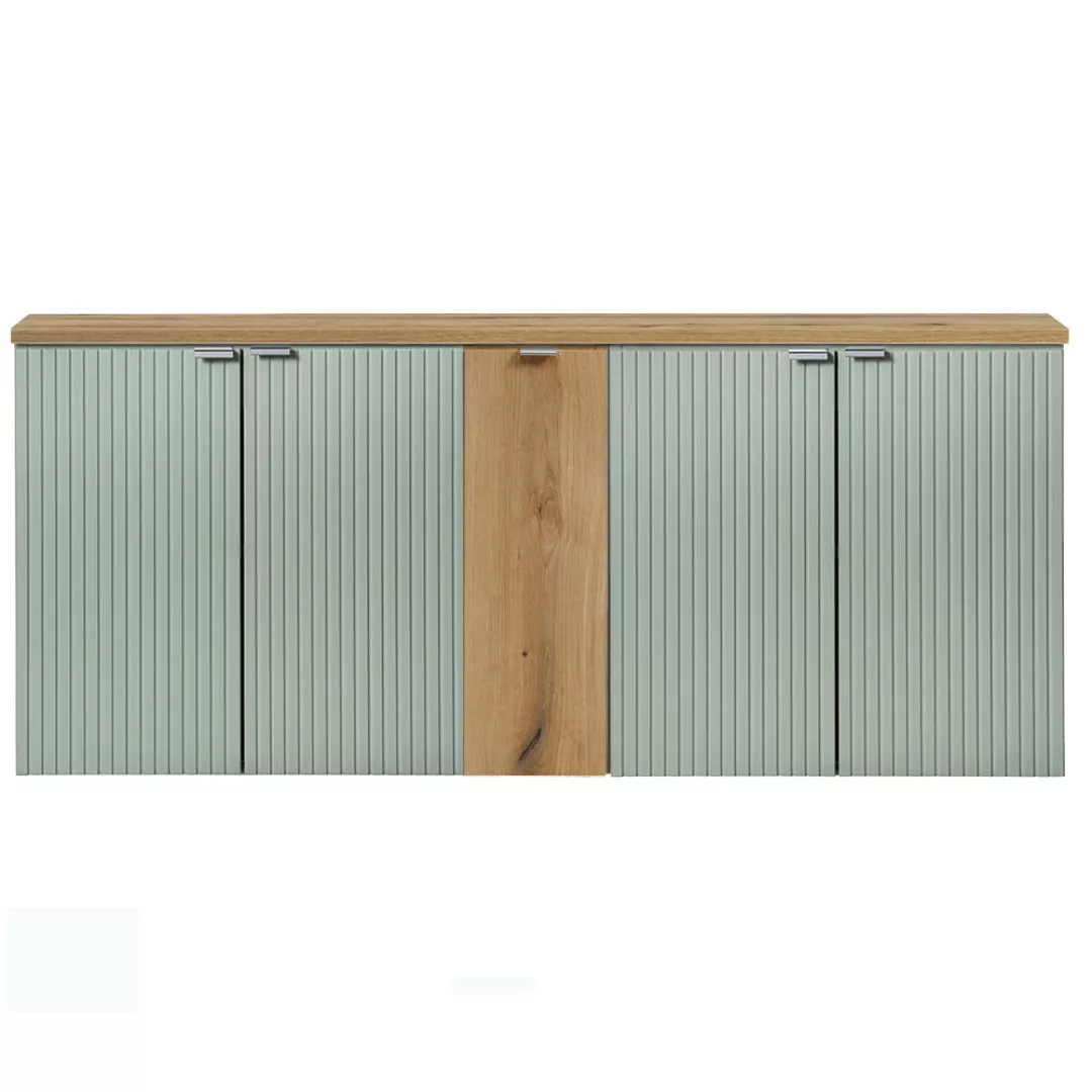 Doppel-Waschtischunterschrank 140cm, grün und Eiche, NEWPORT-56-GREEN günstig online kaufen