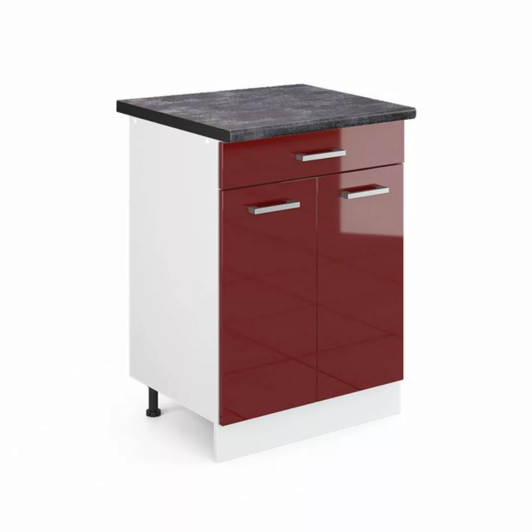 Vicco Unterschrank R-Line, Bordeaux Hochglanz/Weiß, 60 cm mit Schublade, AP günstig online kaufen