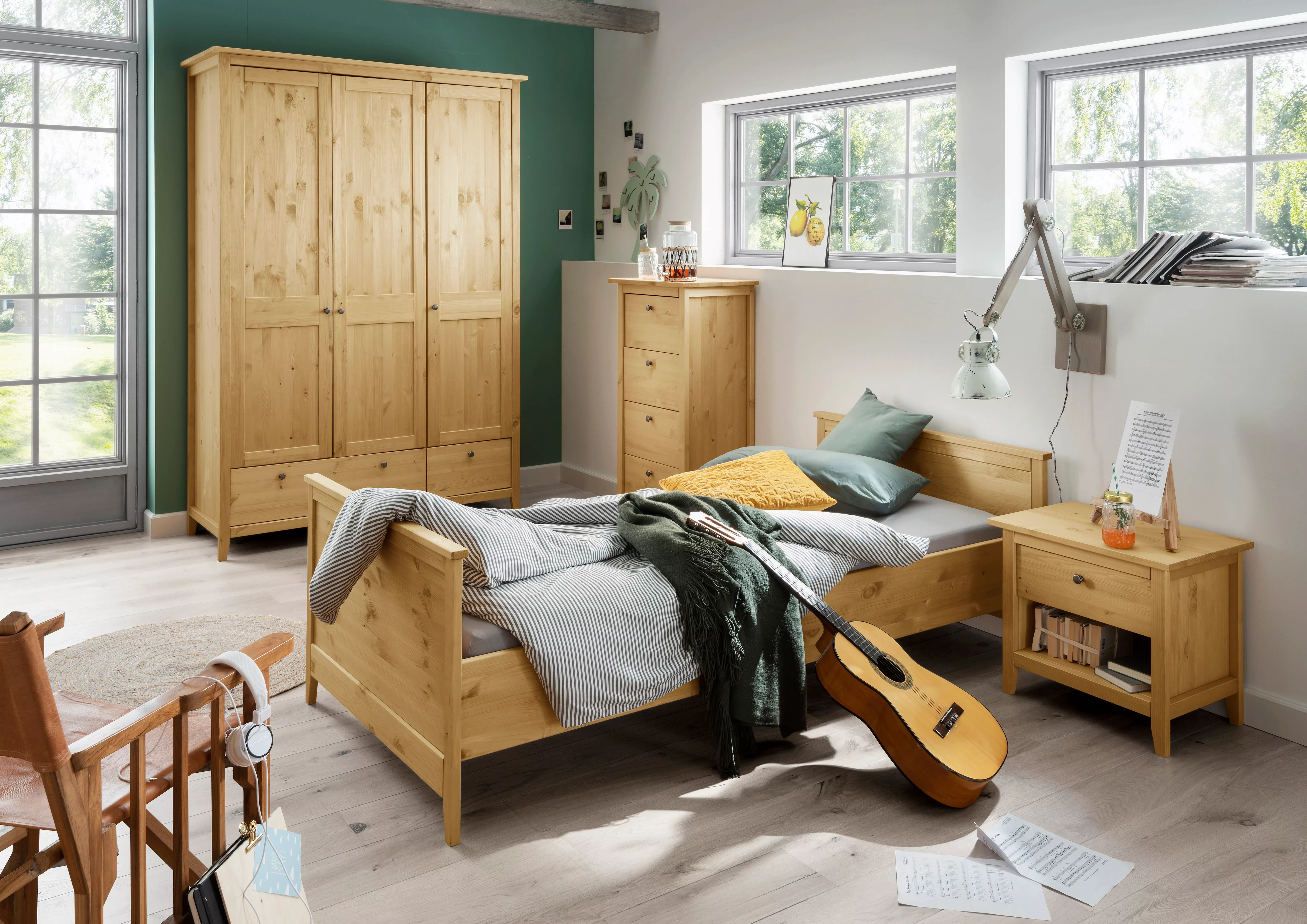 Lüttenhütt Jugendzimmer-Set "Solvita", (Bett 90x200cm, Kleiderschrank 3 trg günstig online kaufen