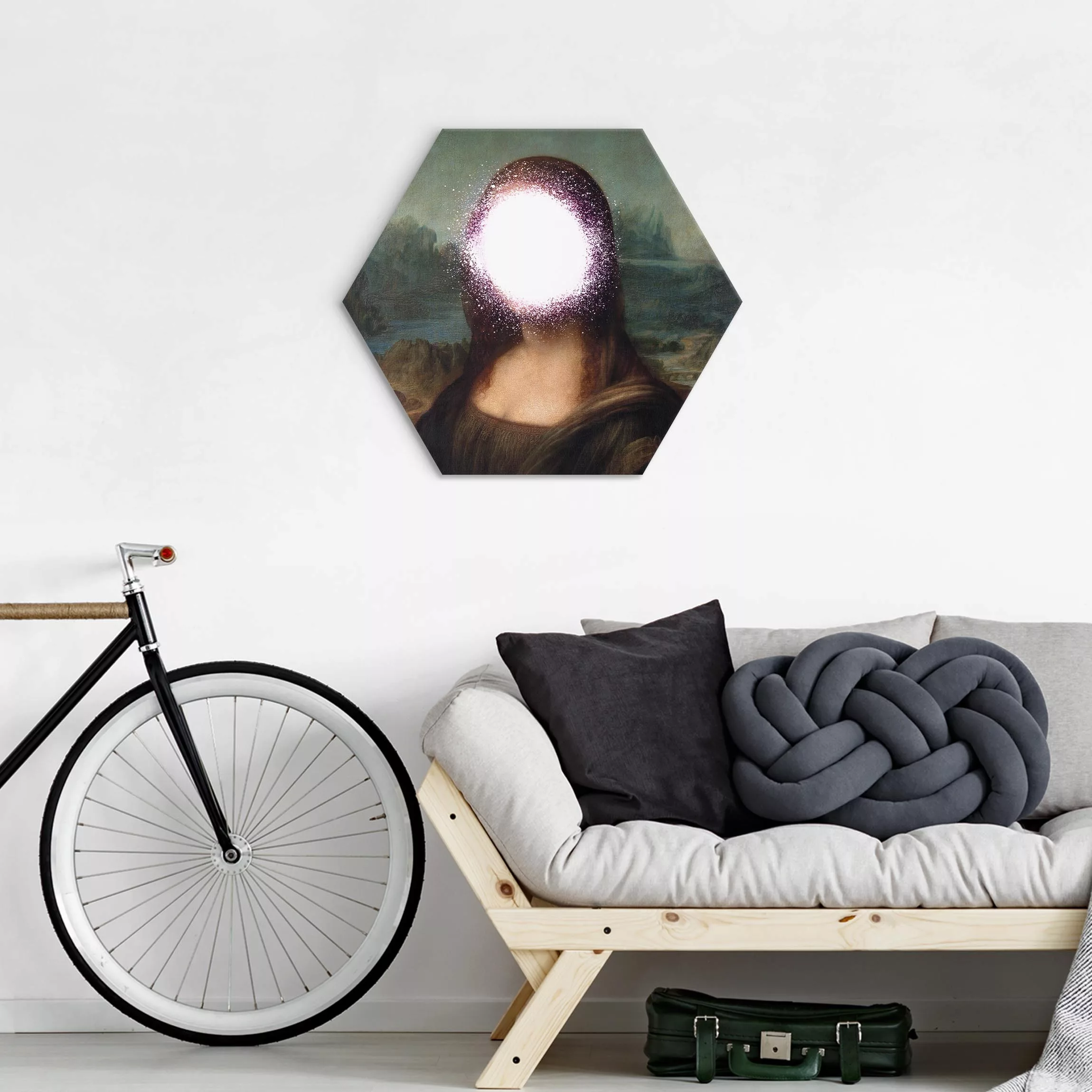 Hexagon-Alu-Dibond Bild Mona Lisa x Spraypaint günstig online kaufen