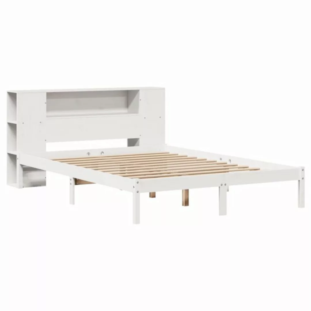 vidaXL Bett Massivholzbett mit Regal ohne Matratze Weiß 120x200 cm Kiefer günstig online kaufen