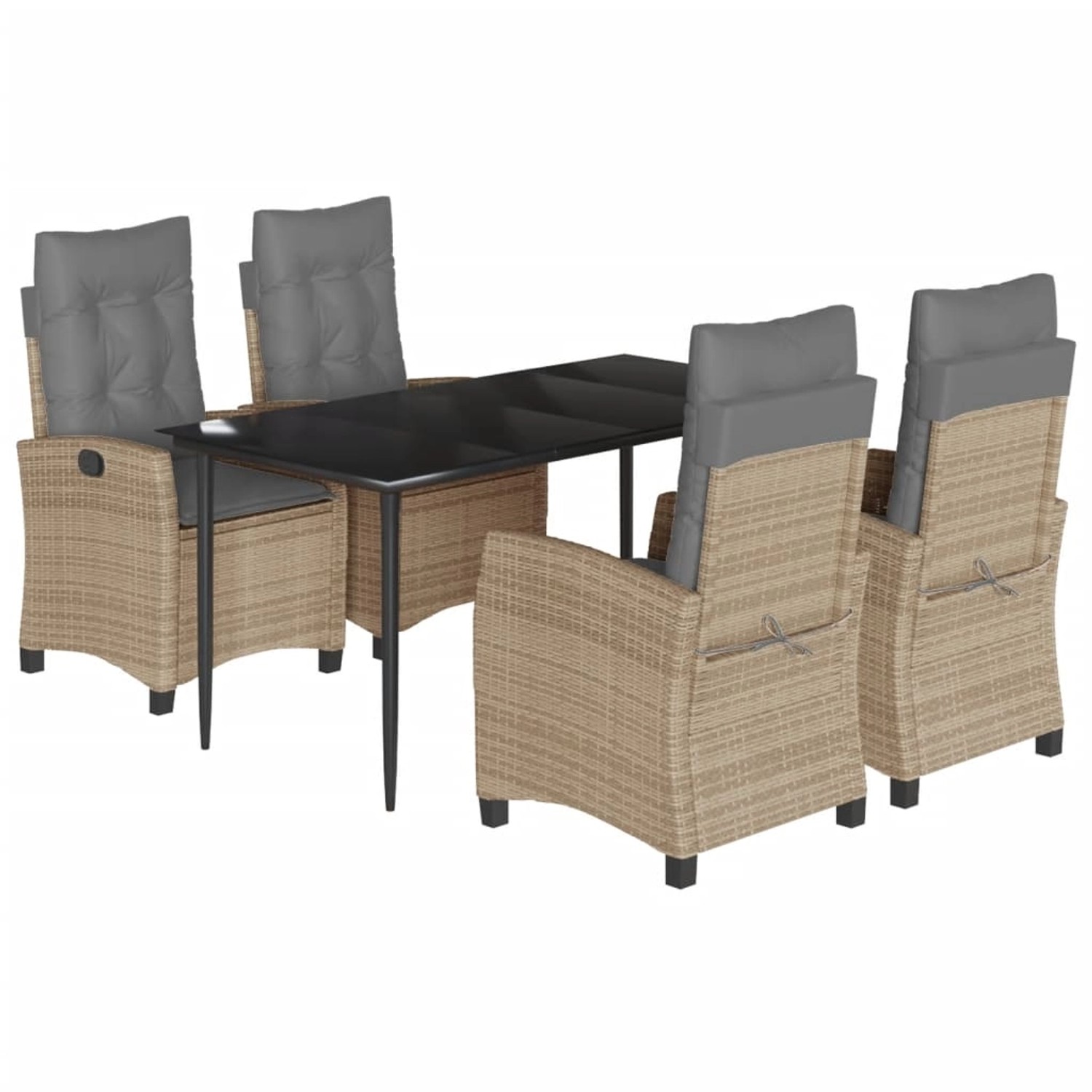 vidaXL 5-Tlg Garten-Essgruppe mit Kissen Beigemischung Poly Rattan 3212826 günstig online kaufen