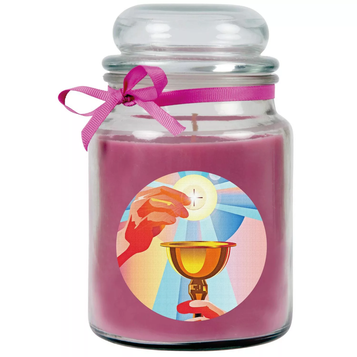 HS Candle Duftkerze & Glas Kommunion Lavendel Lila günstig online kaufen