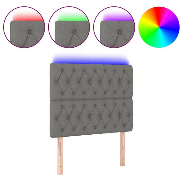 vidaXL Bett, LED Kopfteil Dunkelgrau 90x7x118/128 cm Stoff günstig online kaufen