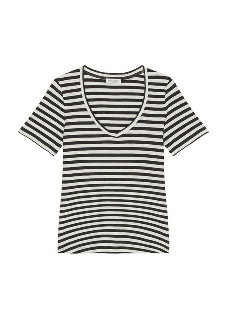 Marc O'Polo T-Shirt abgerundeter V-neck, locker gewirkter Slub-Jersey-Quali günstig online kaufen