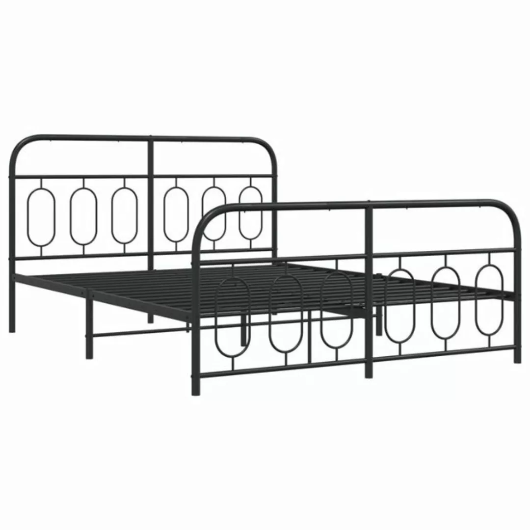 vidaXL Bett Bettgestell mit Kopf- und Fußteil Metall Schwarz 135x190 cm günstig online kaufen
