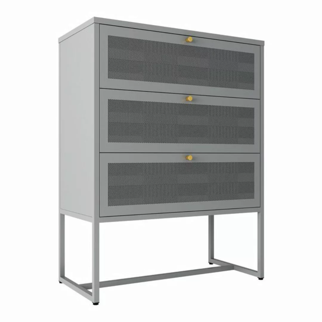 en.casa Aktenschrank Büroschrank »Sund« mit 3 Schubladen 105x80x40 cm Grau günstig online kaufen