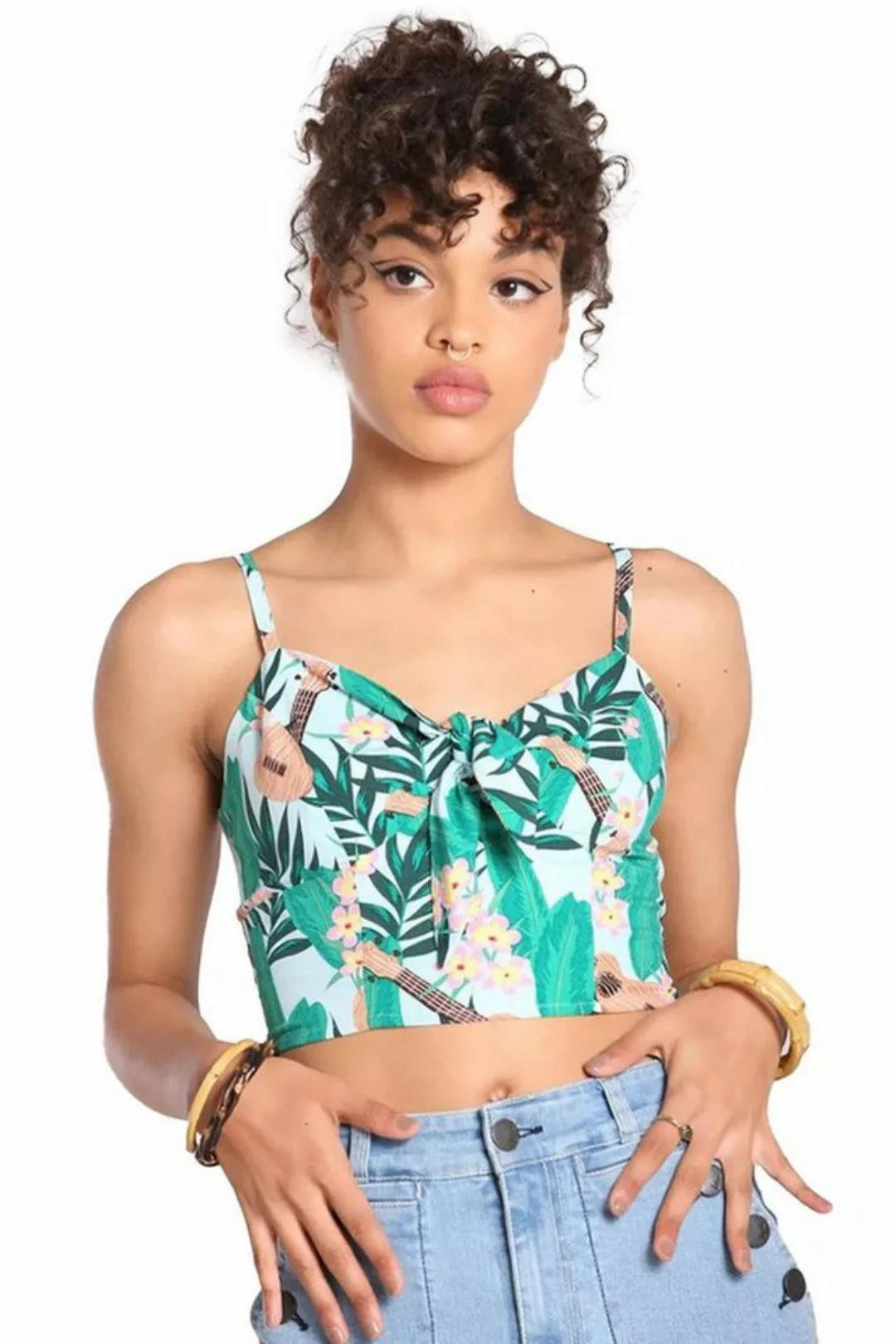 Hell Bunny Crop-Top Ululani Retro Vintage Tiki Blumen Hawaii Träger Top günstig online kaufen