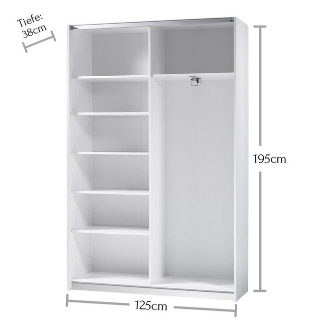 möbelando Kleiderschrank Fred 125 x 196 x 38 cm (B/H/T) günstig online kaufen