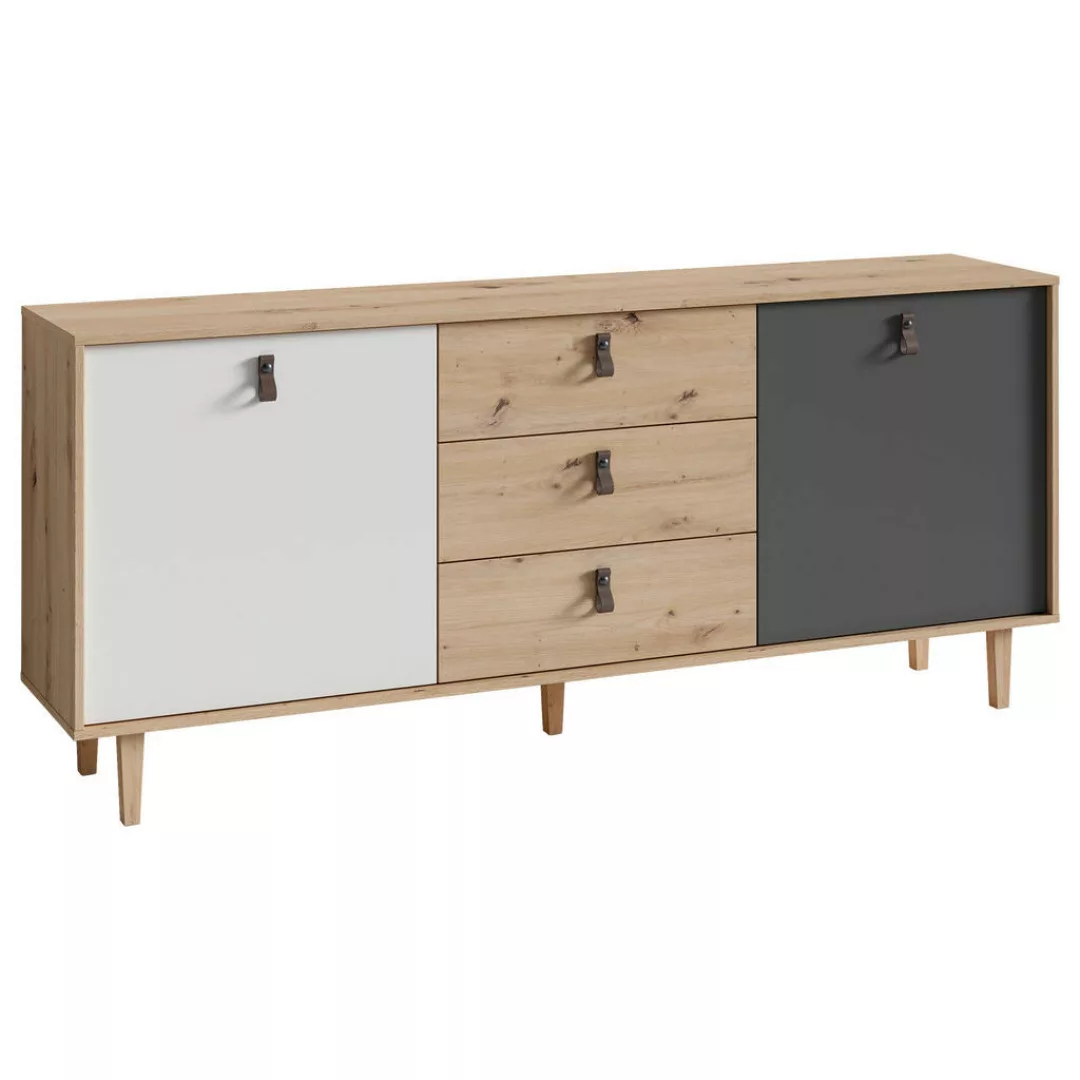 Sideboard BILL Eiche Artisan Nachbildung weiß anthrazit natur dunkelbraun B günstig online kaufen