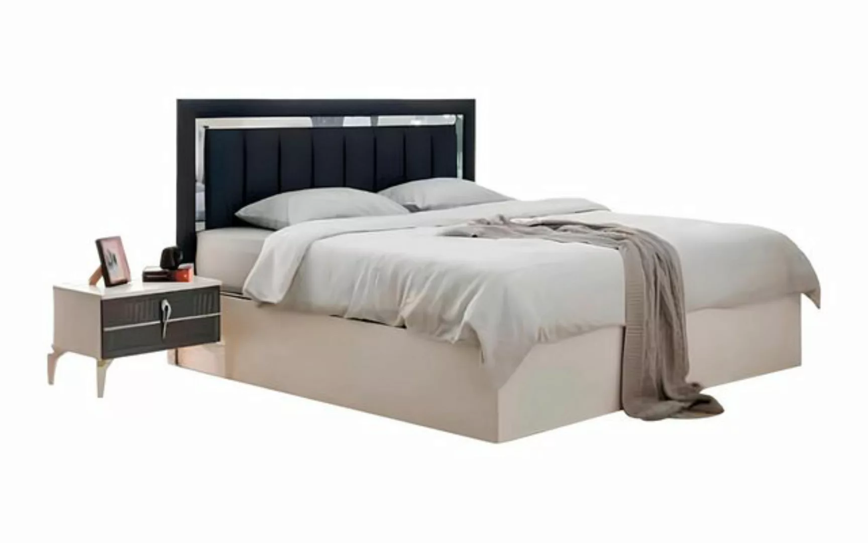 Xlmoebel Bett Zweifarbige Doppelbett im modernen Design in Grau und Weiß fü günstig online kaufen