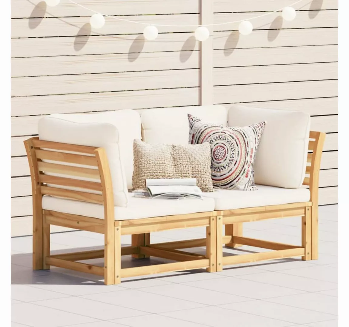 vidaXL Loungesofa Gartensofa mit Kissen 2-Sitzer Massivholz Akazie, 1 Teile günstig online kaufen