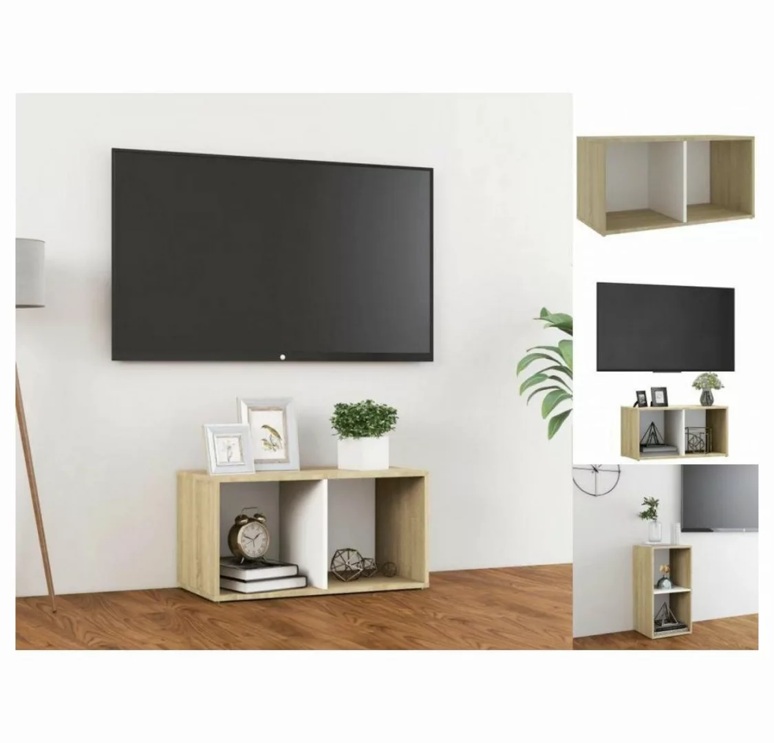 vidaXL TV-Schrank TV-Schrank Weiß Sonoma-Eiche 72x35x36,5 cm Spanplatte Low günstig online kaufen