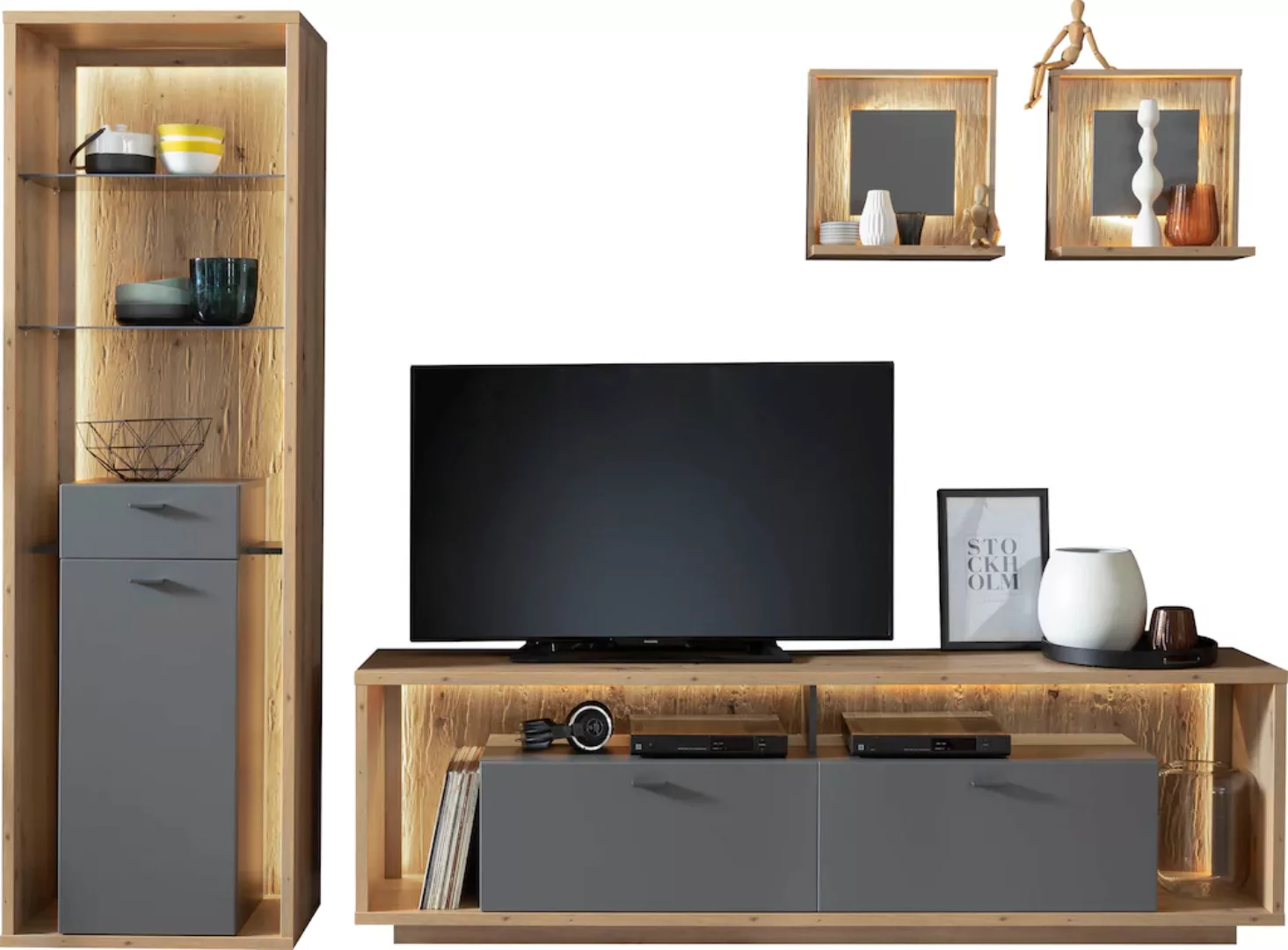 MCA furniture Wohnwand "Lizzano", (Set, 4 St.), im modernen Landhausstil mi günstig online kaufen