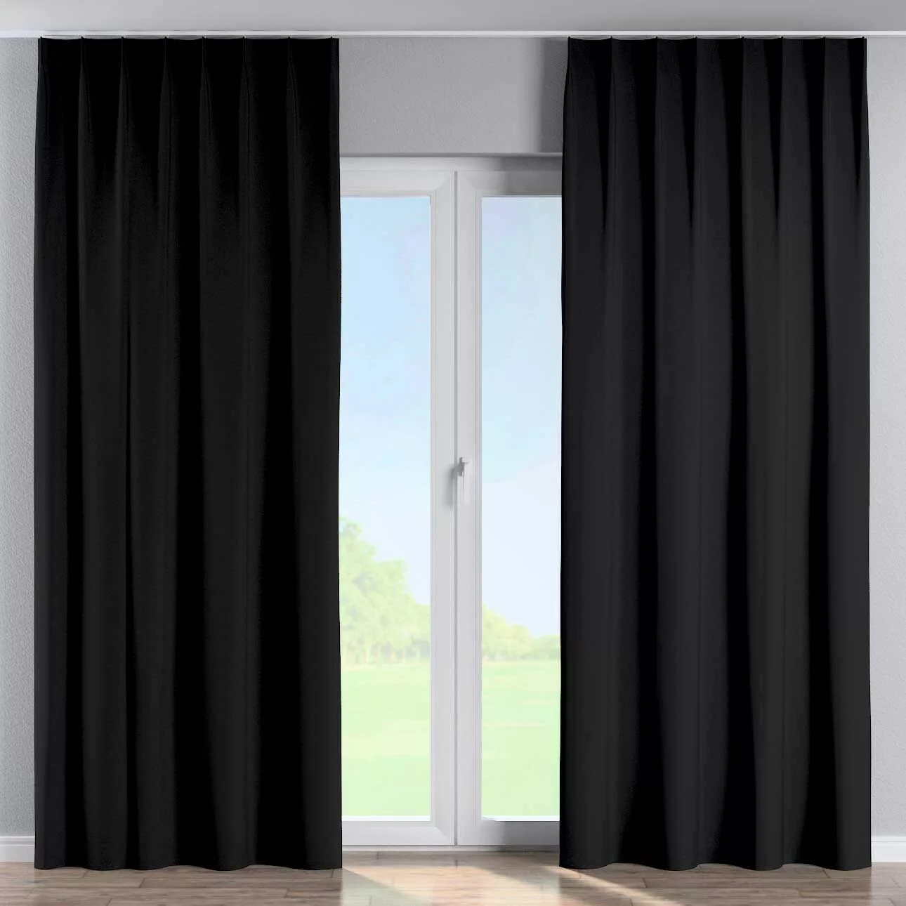 Vorhang mit flämischen 1-er Falten, schwarz, Dimout 300 cm (269-99) günstig online kaufen