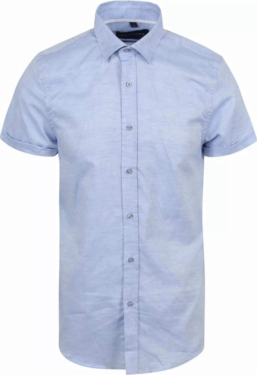 Suitable Short Sleeve Hemd Leinen Hellblau - Größe S günstig online kaufen