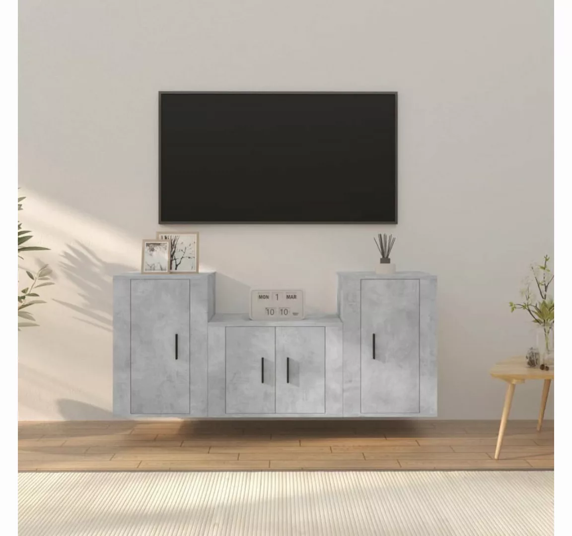 furnicato TV-Schrank 3-tlg. TV-Schrank-Set Betongrau Holzwerkstoff günstig online kaufen