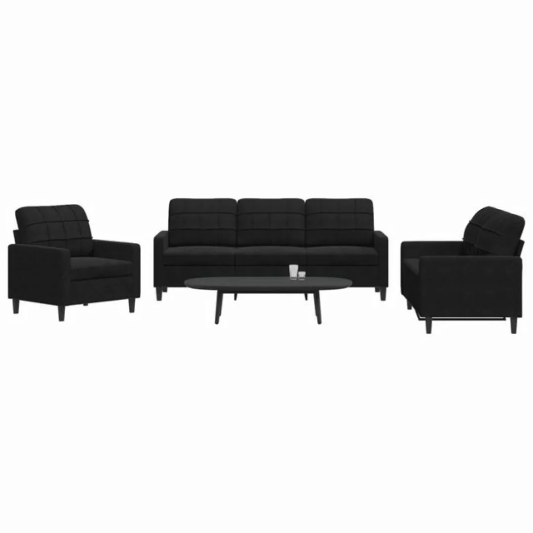 vidaXL Sofa Sofagarnitur mit Kissen Samt, Standard, Schwarz günstig online kaufen