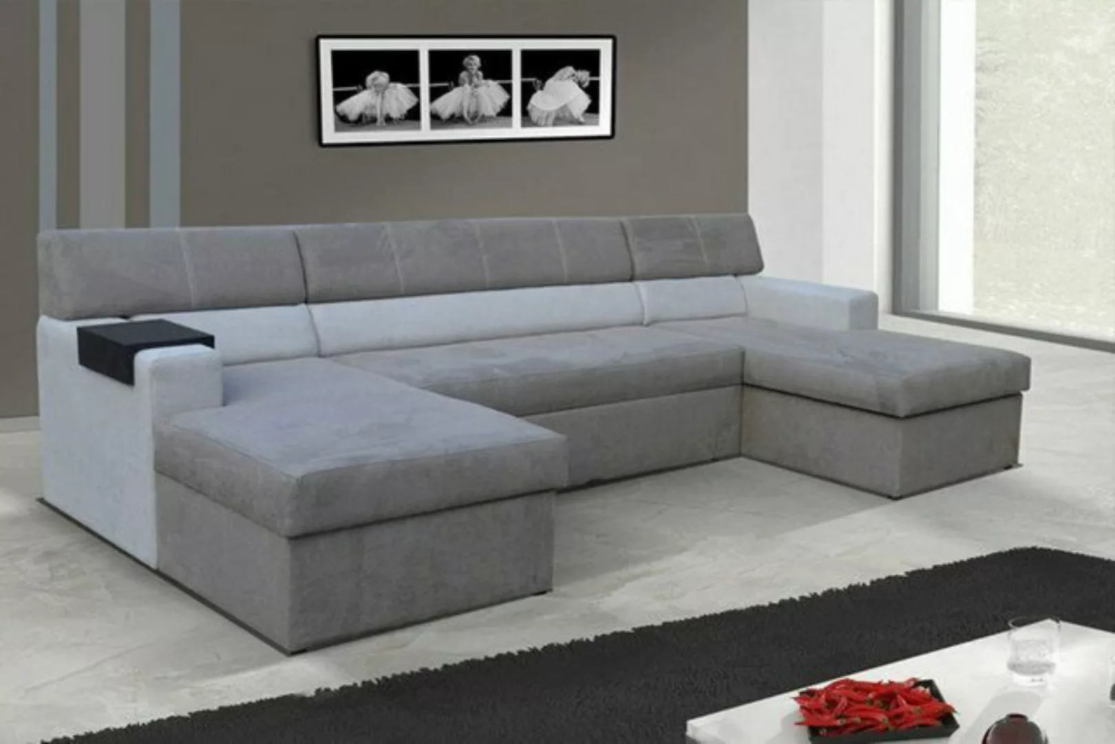 JVmoebel Ecksofa, Design Ecksofa Markos U-form Bettfunktion Couch günstig online kaufen