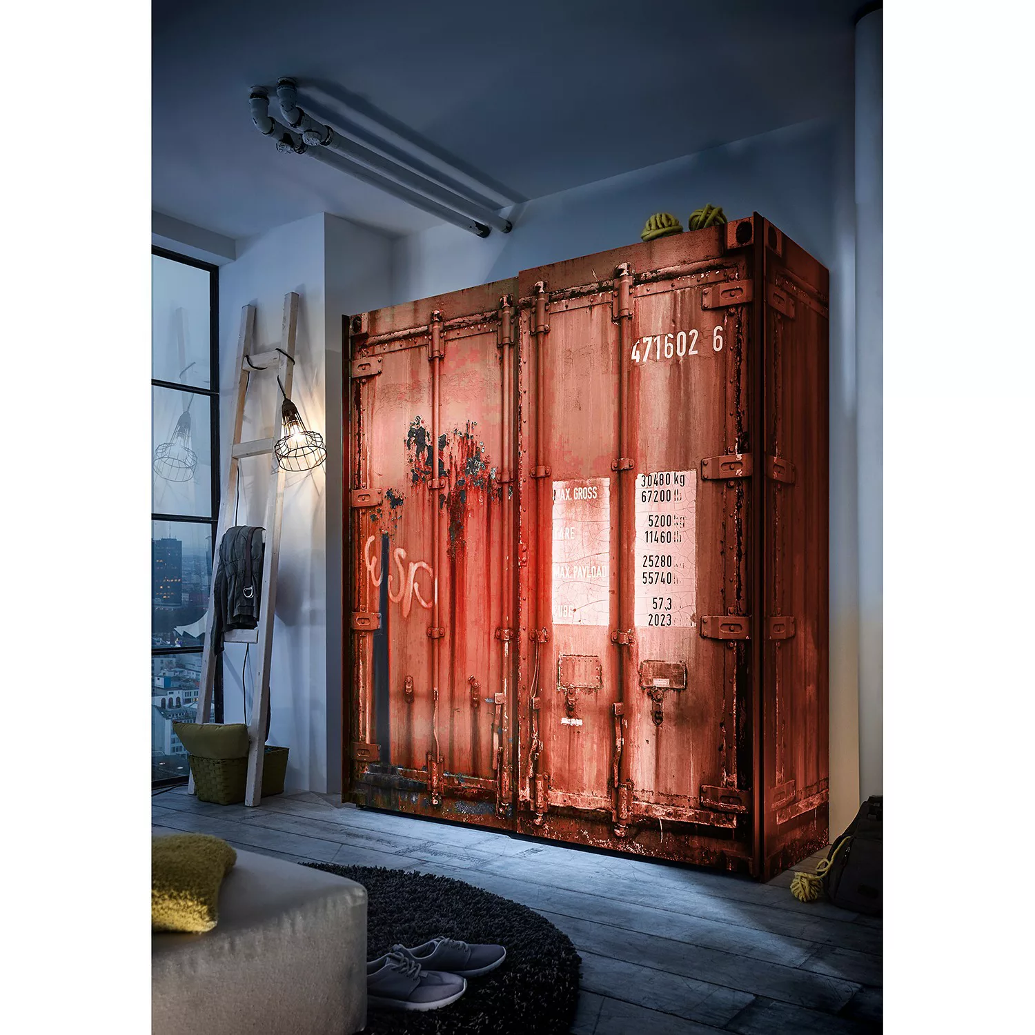 Schwebetürenschrank 2-türig  Container - grau - 170 cm - 195,5 cm - 60 cm - günstig online kaufen