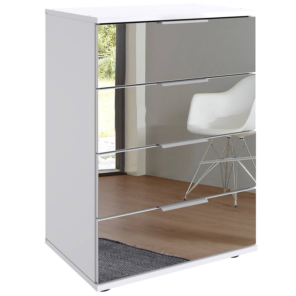 Nachtschrank 74cm hoch, weiß mit Spiegelfront, ideal für Boxspringbetten, S günstig online kaufen