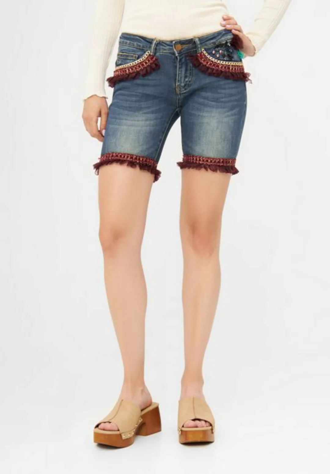 Tooche Shorts Blumen Designer Jeans mit hohem Tragekomfort günstig online kaufen